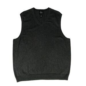 Jos A Bank Pima Cotton Gray V Neck Golf Sweater Vest XL